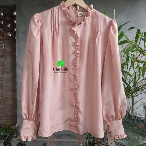  Áo lụa tơ tằm cổ bèo 
