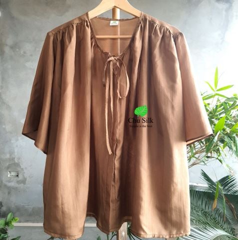  Áo lụa tơ tằm màu nâu 