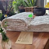  Chăn tơ tằm chần ruột tơ nguyên tấm to màu trắng hình quả trám đôi 3kg, sz 2*2.2m 