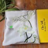 Khăn lụa tơ tằm thêu tay_màu trắng 