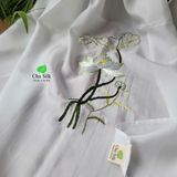  Khăn lụa tơ tằm thêu tay_màu trắng 