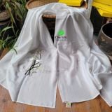  Khăn lụa tơ tằm thêu tay_màu trắng 
