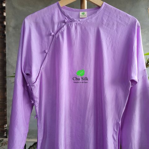  Bộ quần áo dài dáng xưa cổ kiềng tròn màu tím 