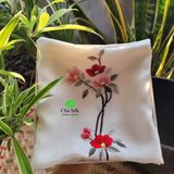  Khăn lụa tơ tằm thêu tay_màu trắng 