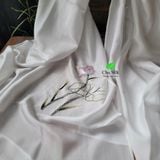  Khăn lụa tơ tằm thêu tay_màu trắng 