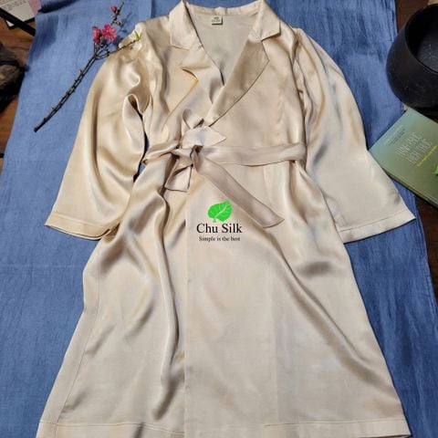  Áo choàng ngủ lụa tơ tằm 19momme cao cấp 100% tơ tự nhiên 