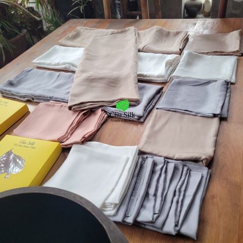  Set vỏ chăn+ vỏ gối lụa tơ tằm cỡ đơn châu Âu 