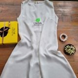  Váy lụa tơ tằm đi biển mùa hè may 2 lớp, dáng suông, cúc ngọc trai+ khóa kéo sau 