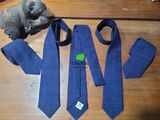 Cà vạt đũi tơ tằm màu xanh navy 