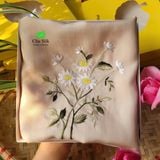  Khăn lụa tơ tằm thêu tay_màu be 