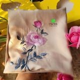  Khăn lụa tơ tằm thêu tay_màu be 