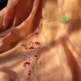  Khăn lụa tơ tằm thêu tay_màu hồng sen 