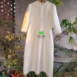  Váy tơ tằm nguyên bản màu trắng phối ren 