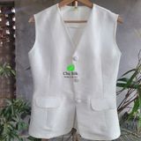  Bộ ghi lê tơ tằm trắng nguyên bản_áo không có cổ_ quần cạp cao 
