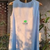  Váy lụa tơ tằm đi biển mùa hè may 2 lớp, dáng suông, cúc ngọc trai+ khóa kéo sau 