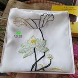  Khăn lụa tơ tằm thêu tay_màu trắng 