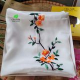  Khăn lụa tơ tằm thêu tay_màu trắng 