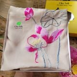  Khăn lụa tơ tằm thêu tay_màu be 