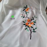  Khăn lụa tơ tằm thêu tay_màu trắng 