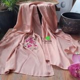  Khăn lụa tơ tằm thêu tay_màu hồng sen 