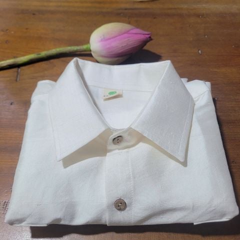  Áo sơ mi Nam tơ tằm nguyên bản, túi hộp, cộc tay 
