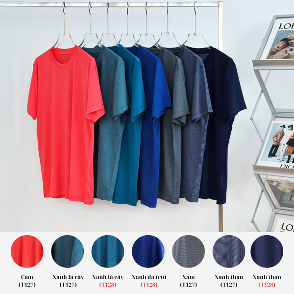  Áo thun nam cao cấp LIZARD kẻ sọc nhiều màu co dãn thấm hút mồ hôi T128 