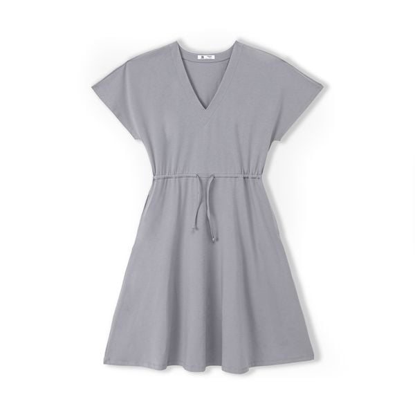  Váy đầm màu trơn LIZARD cổ chữ V thắt eo dây rút - 2SP23D140 