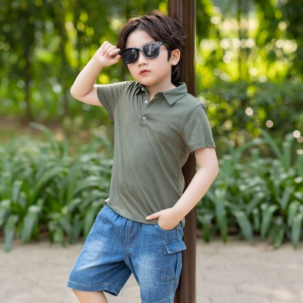  Áo polo cao cấp LIZARD chất vải Modal mềm mịn cho bé trai 4SS23T138 