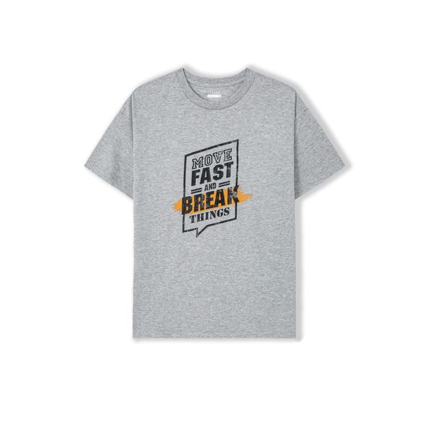 Áo thun T-shirt Nam-BT LIZARD in hình họa tiết chữ Move Fast & Break Things 5SS23TS006 