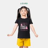  Áo T-shirt bé gái LIZARD in họa tiết The Forest Camp màu đen hồng Black Pink H25 