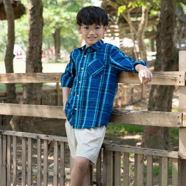  Áo sơ mi dài tay bé trai LIZARD kẻ caro 4SP23T123 