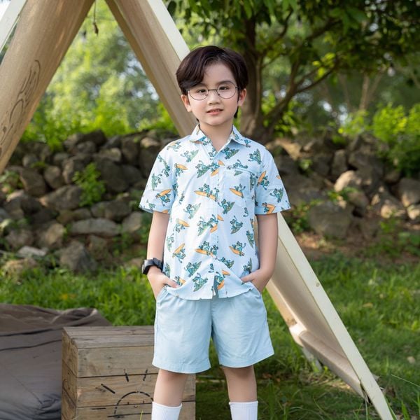  Áo sơ mi cộc tay bé trai LIZARD sơ mi ngắn tay bé trai 4SP23T121 