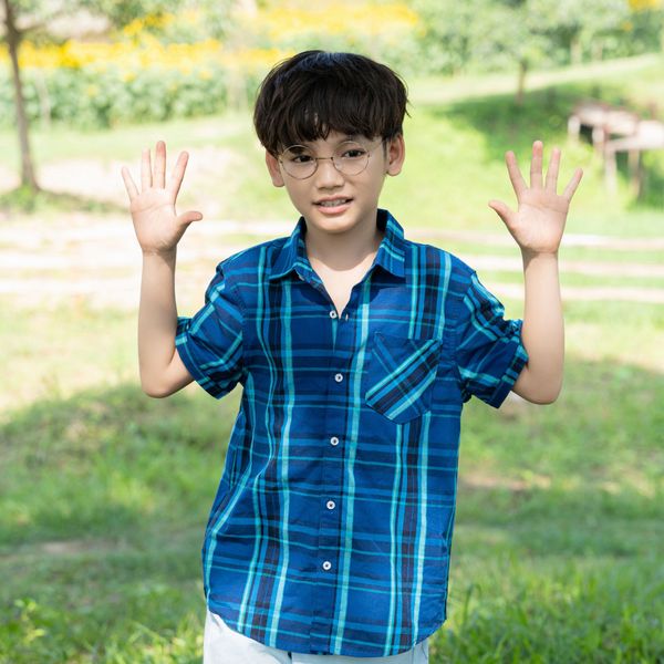  Áo sơ mi cộc tay bé trai LIZARD sơ mi bé trai ngắn tay 4SP23T122 