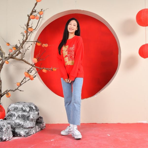  Áo sweater unisex dài tay LIZARD cotton cao cấp 3SS23SW016 