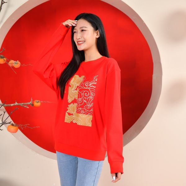  Áo sweater unisex dài tay LIZARD cotton cao cấp 3SS23SW016 