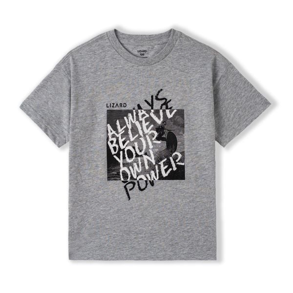  Áo T-shirt 100% cotton LIZARD in họa tiết chữ Always Believe Your Own Power 4SS23TS006-H26 