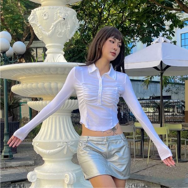  Áo sơ mi nữ vải thun LIZARD phong cách Hàn Quốc 2SS23T020 