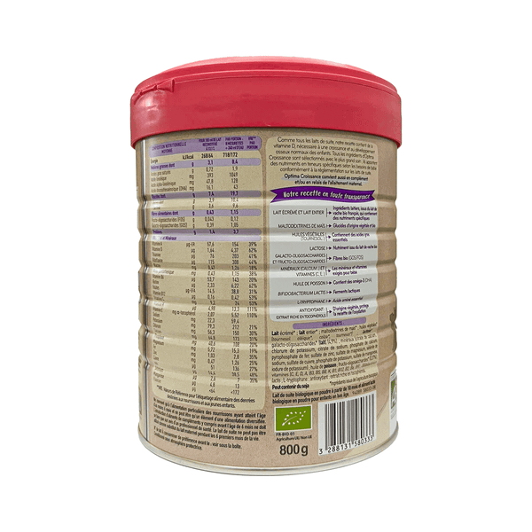 Sữa bò hữu cơ tăng trưởng Babybio số 3 dòng Optima bổ sung lợi khuẩn 800g (10 - 36 tháng)