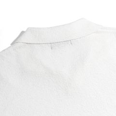 Áo Thun Polo Dệt Kim Textured Trơn Màu Trắng Kem