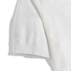 Áo Thun Polo Dệt Kim Textured Trơn Màu Trắng Kem
