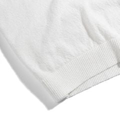 Áo Thun Polo Dệt Kim Textured Trơn Màu Trắng Kem
