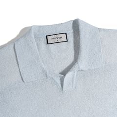 Áo Thun Polo Dệt Kim Textured Trơn Màu Xanh Pastel