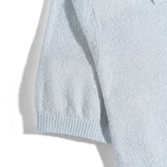 Áo Thun Polo Dệt Kim Textured Trơn Màu Xanh Pastel