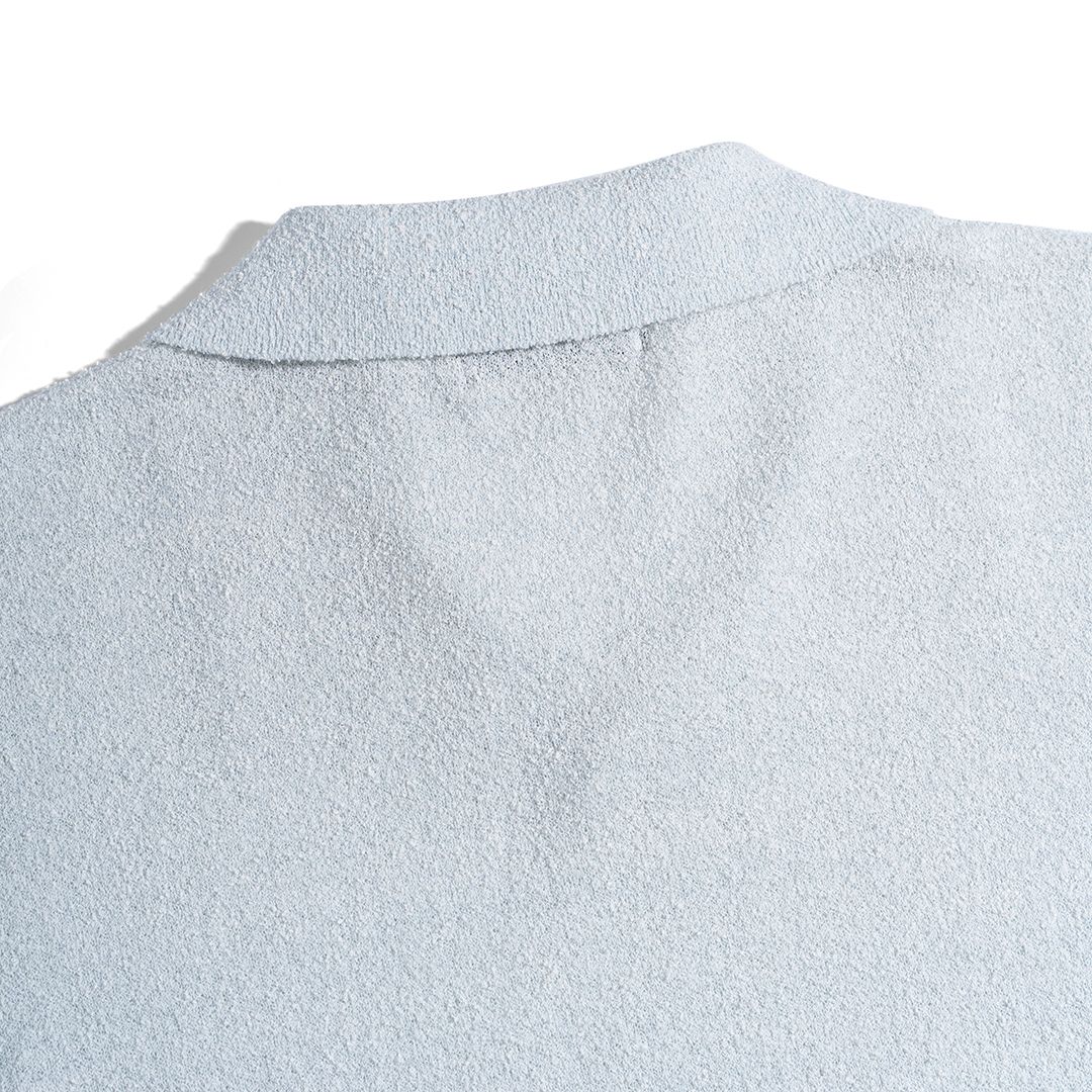 Áo Thun Polo Dệt Kim Textured Trơn Màu Xanh Pastel