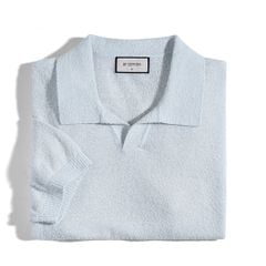 Áo Thun Polo Dệt Kim Textured Trơn Màu Xanh Pastel