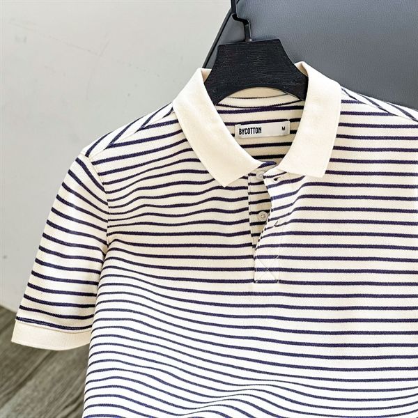 NAVY CREAM MINI STRIPES POLO