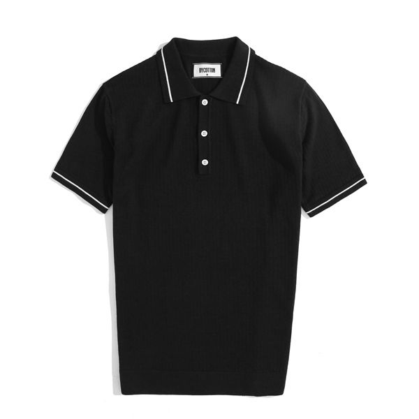 BLACK KNIT POLO