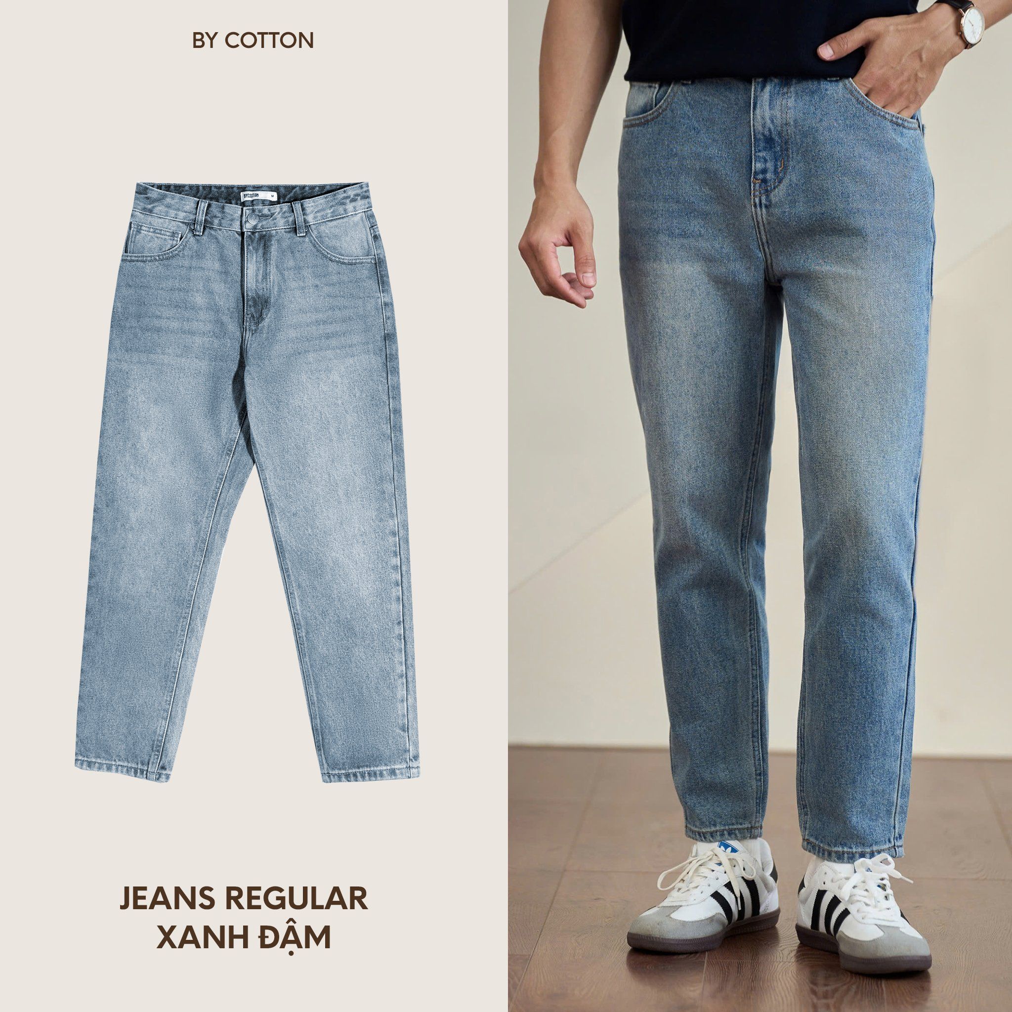 Jeans Regular Xanh Đậm 2025