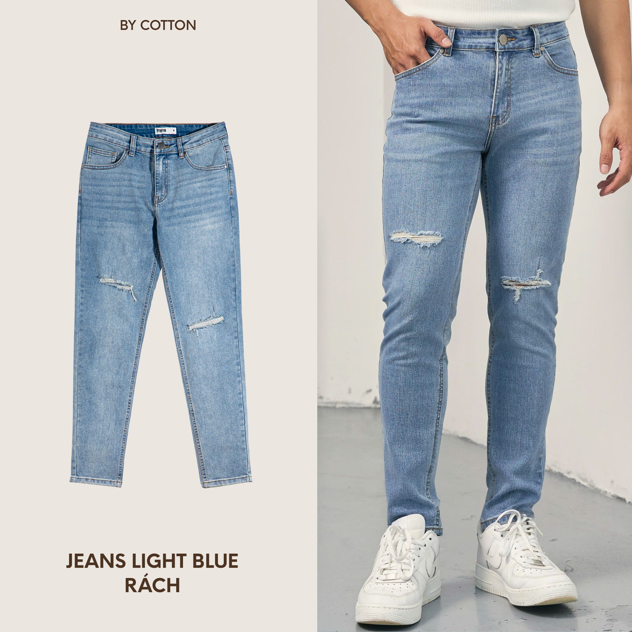 JEANS LIGHT BLUE RÁCH