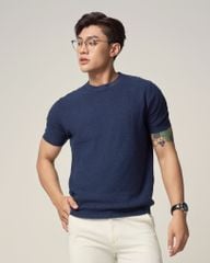 ÁO THUN CỔ TRÒN DỆT KIM XANH ĐEN